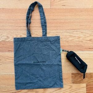 Morgan Stanley Heathered Gray Recycled Cotton Tote Bag & Black Pencil Pouch